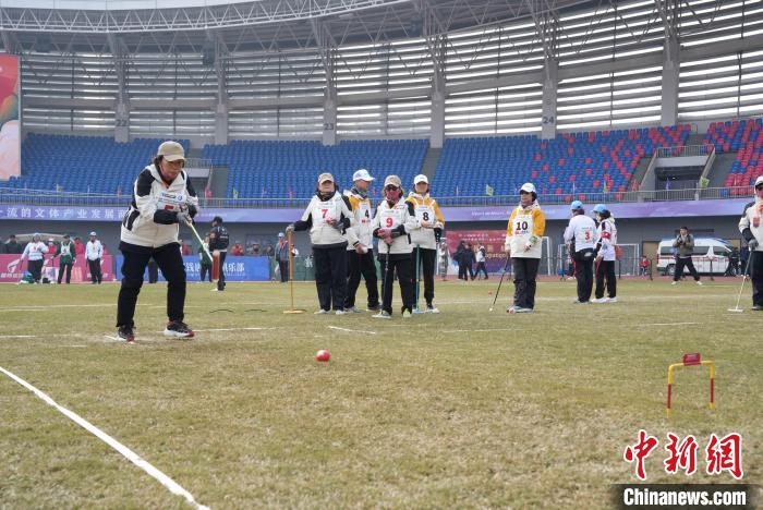 杭州萧山区举行的第八届亚洲门球锦标赛正式拉